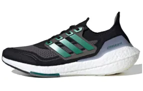 Adidas Ultraboost 21 sneakers, black/white/dark green