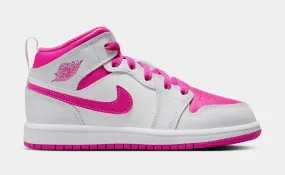 Air Jordan 1 Mid Fire Pink Preschool Lifestyle Shoes (Iris Whisper/White/Fire Pink)