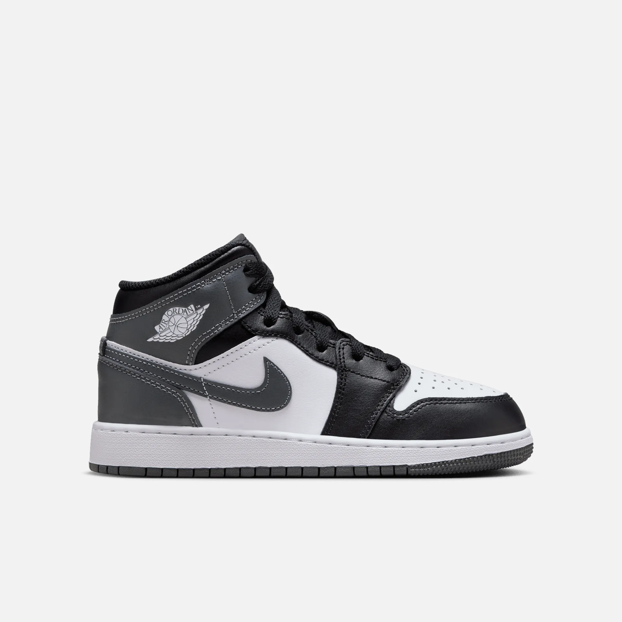 Air Jordan Big Kids' 1 Mid Black Iron Grey (GS)