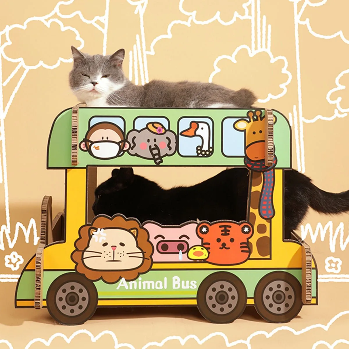 Animal Bus Green Cat Scratching Board