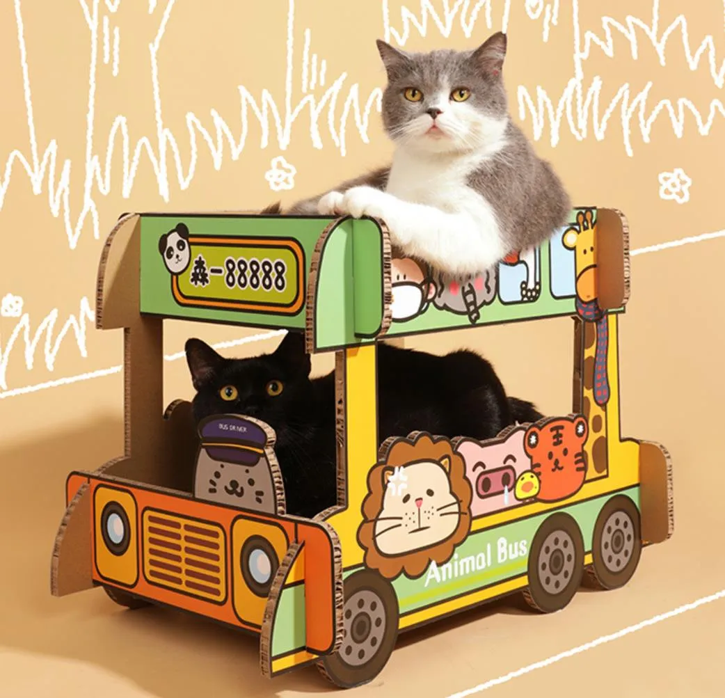 Animal Bus Green Cat Scratching Board