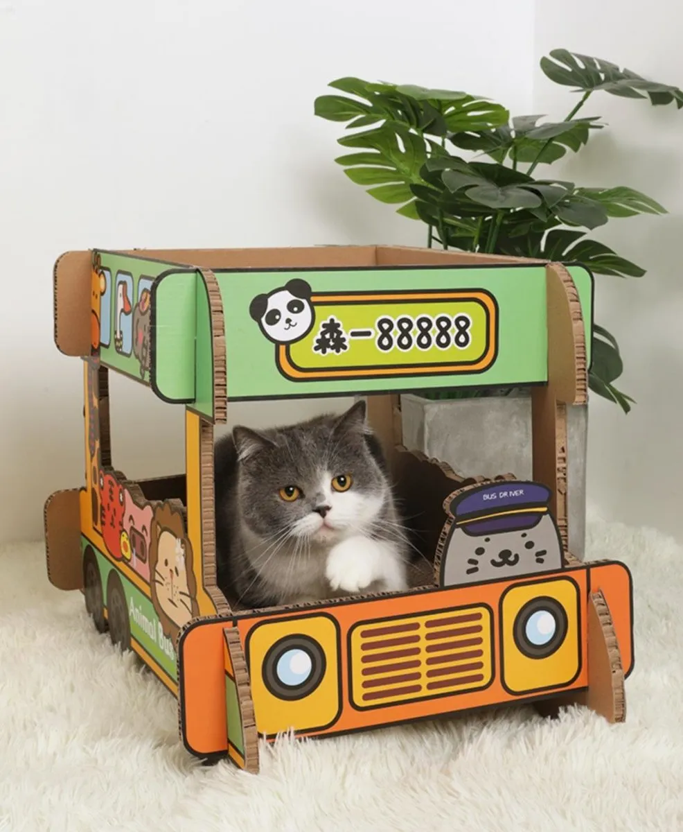 Animal Bus Green Cat Scratching Board