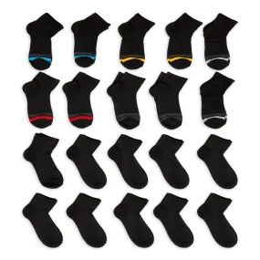 Boys Ankle Sock, 20-Pack, Sizes S (4-8.5) - L (3-9)