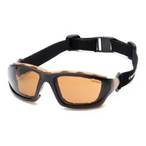 Carthage Safety Glasses, Bronze Lens/Black & Tan Frame