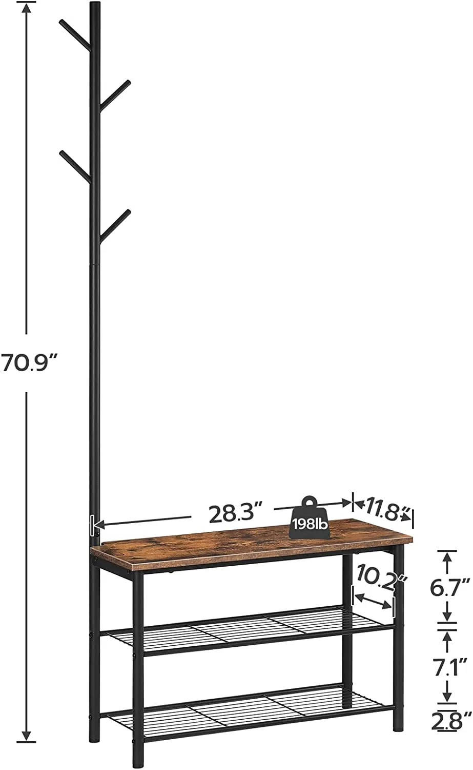 Coat Rack Shoe Bench, Entryway Bench, Shoe Rack and Coat Stand