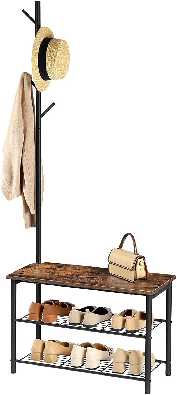 Coat Rack Shoe Bench, Entryway Bench, Shoe Rack and Coat Stand