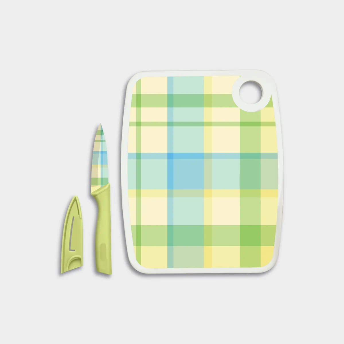 Cutting Board with Coordinating Ceramic Knife (3 Piece Set)