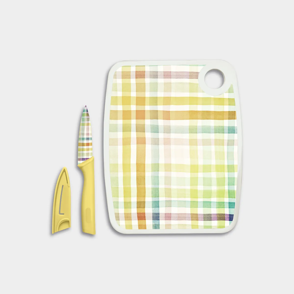 Cutting Board with Coordinating Ceramic Knife (3 Piece Set)