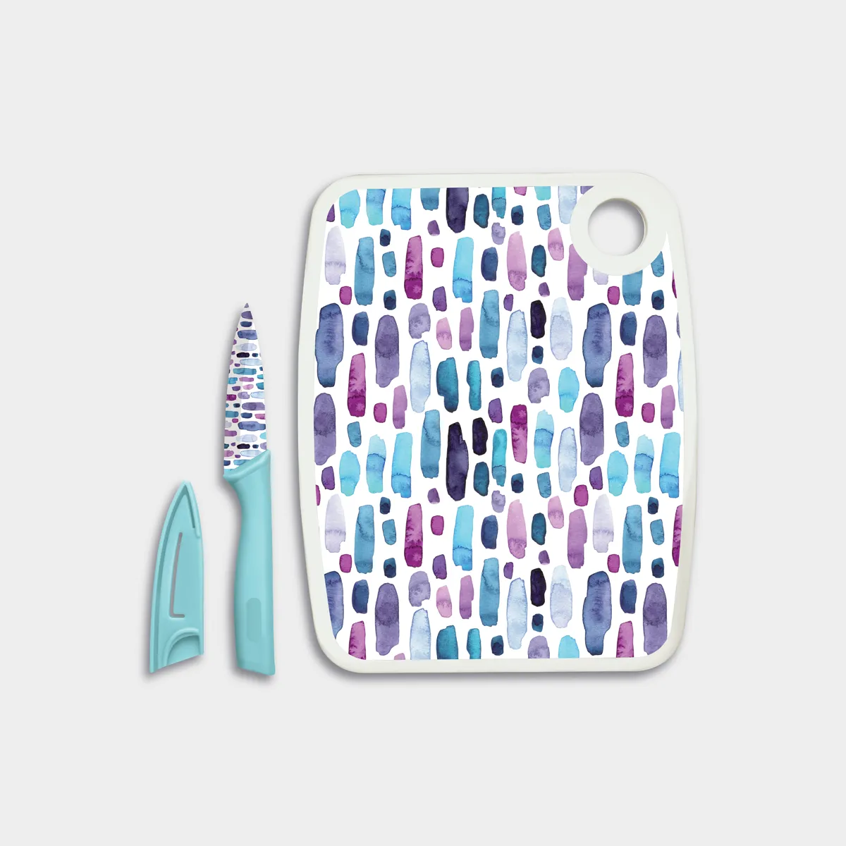 Cutting Board with Coordinating Ceramic Knife (3 Piece Set)