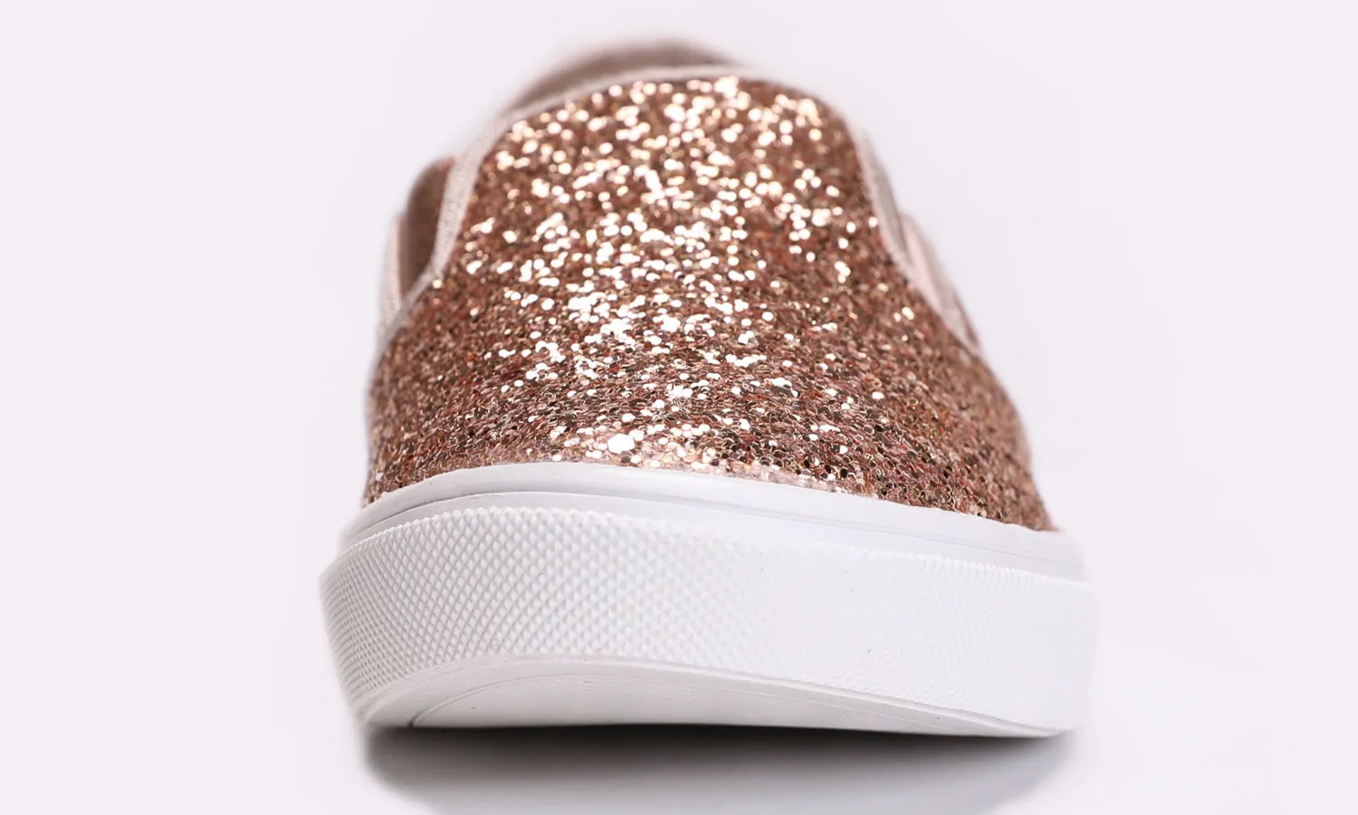 Feversole Women's Glitter Rose Gold Slip On Sneaker Casual Flat Loafers