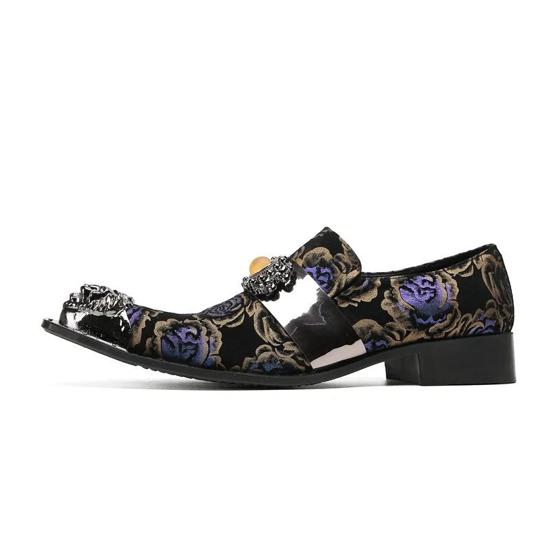 Floral Printed Pattern Appliques Slip-On Shoes