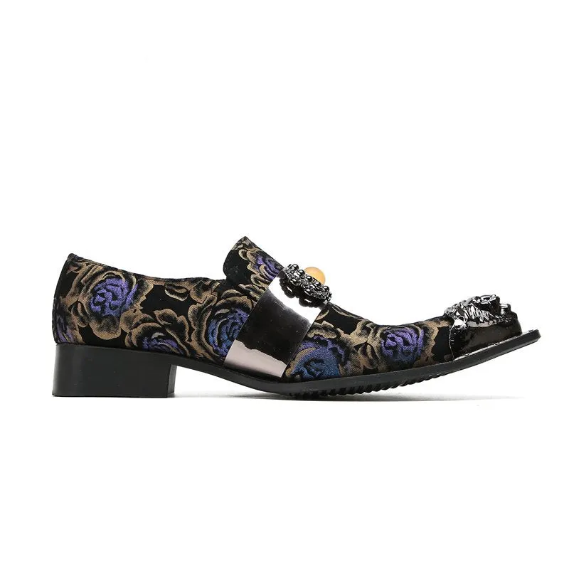 Floral Printed Pattern Appliques Slip-On Shoes