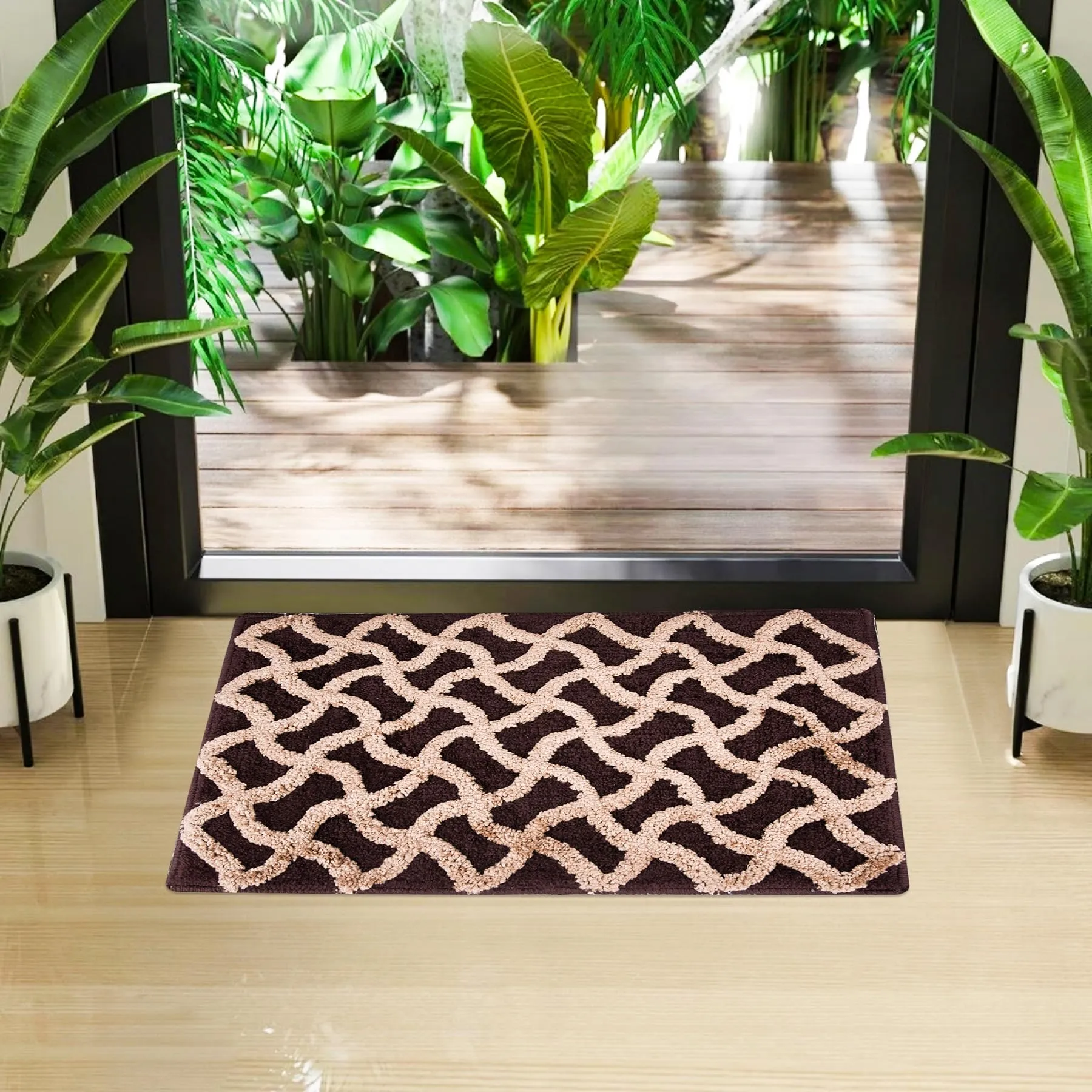 Heart Home Door Mat | Dust Trapper Mat | Door Entrance Mat | Anti-Skid Door Mat | Floor Mat for Home Entrance | Zig Zag Door Mat | Entryway Door Mat | Dark Brown