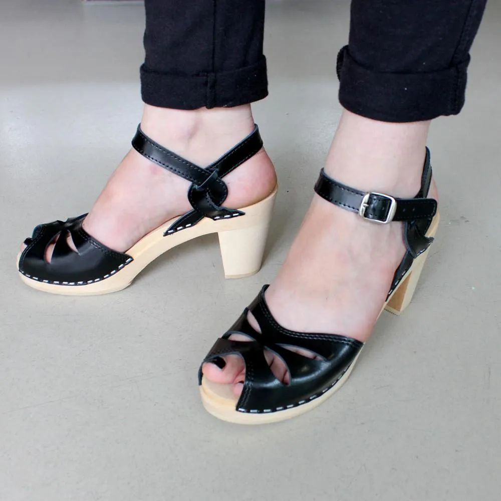 High Heel 'Rio' Clogs - Black