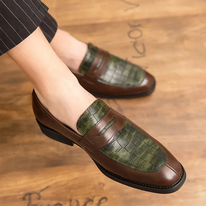 Hot sale men's slip on leather dress shoes  fashion classical men brown dress shoes