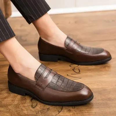 Hot sale men's slip on leather dress shoes  fashion classical men brown dress shoes