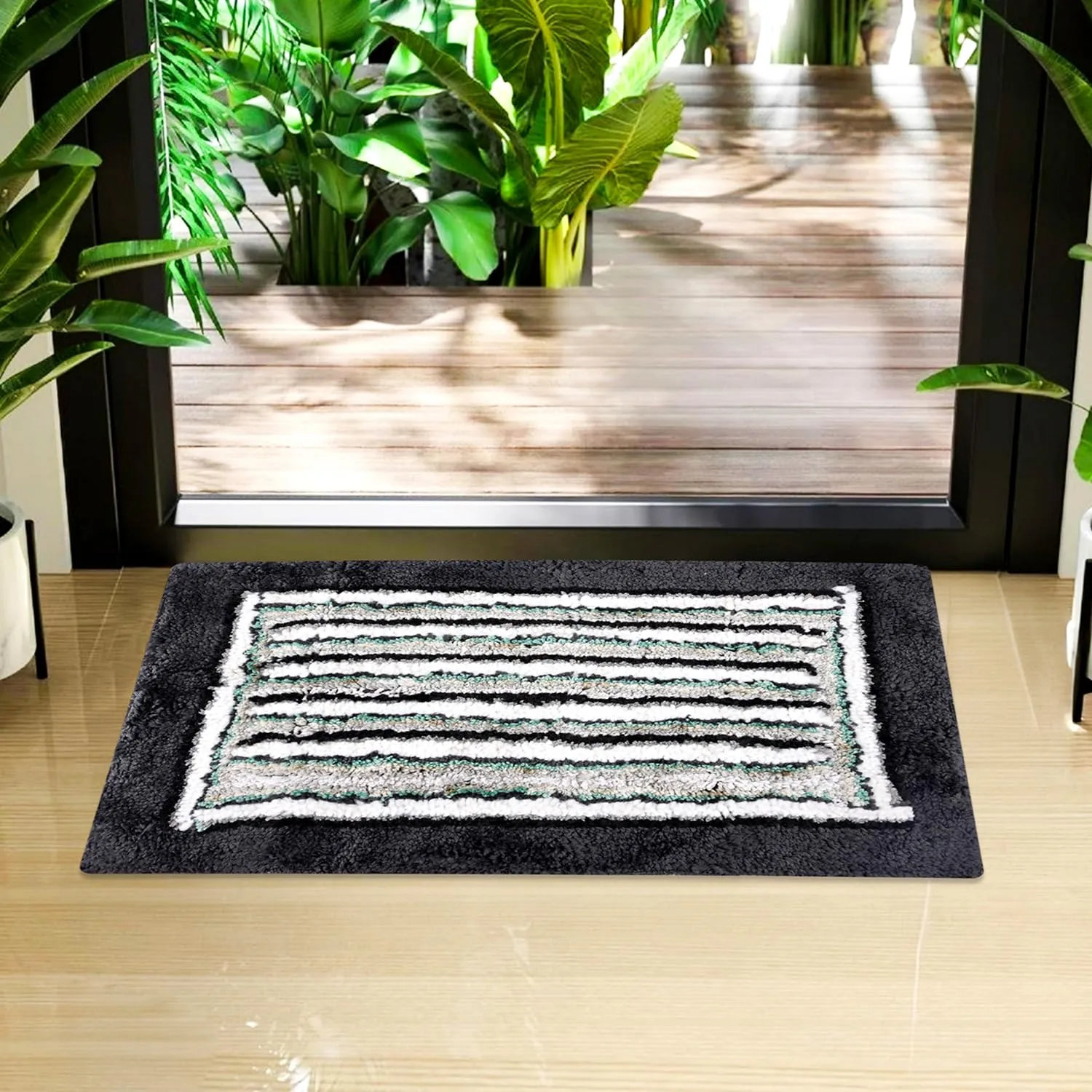 Kuber Industries Door Mat | Dust Trapper Mat | Door Entrance Mat | Anti-Skid Door Mat | Floor Mat for Home Entrance | Micro Border Door Mat | Entryway Door Mat | Gray