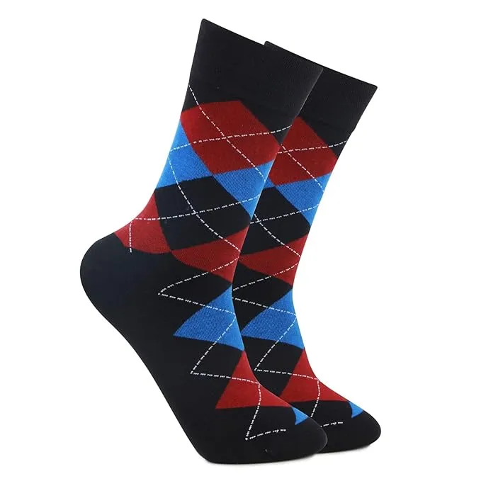 Men's Cotton Argyle Designer Signature Socks - Navy