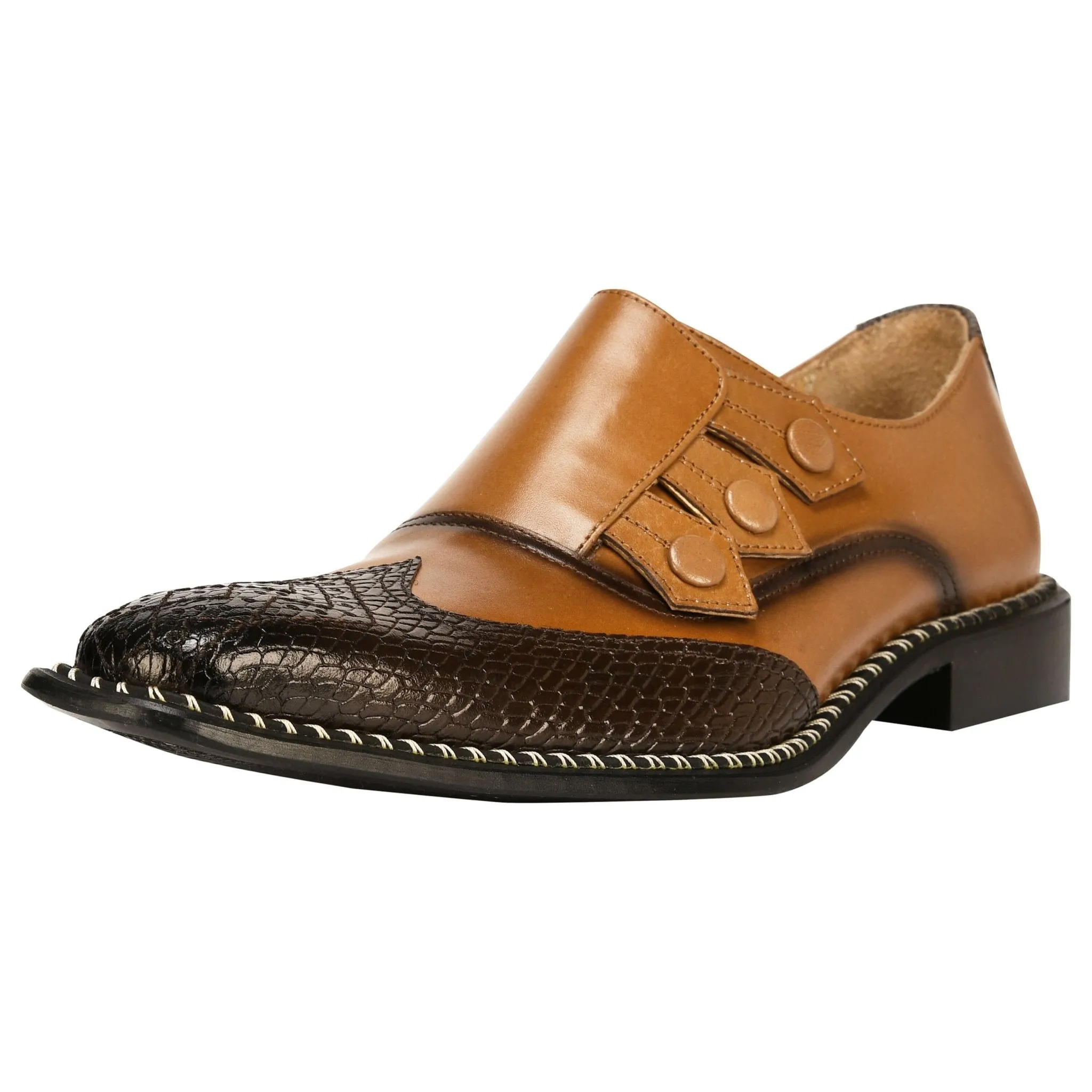 Neeson Leather Oxford Style Monk Straps