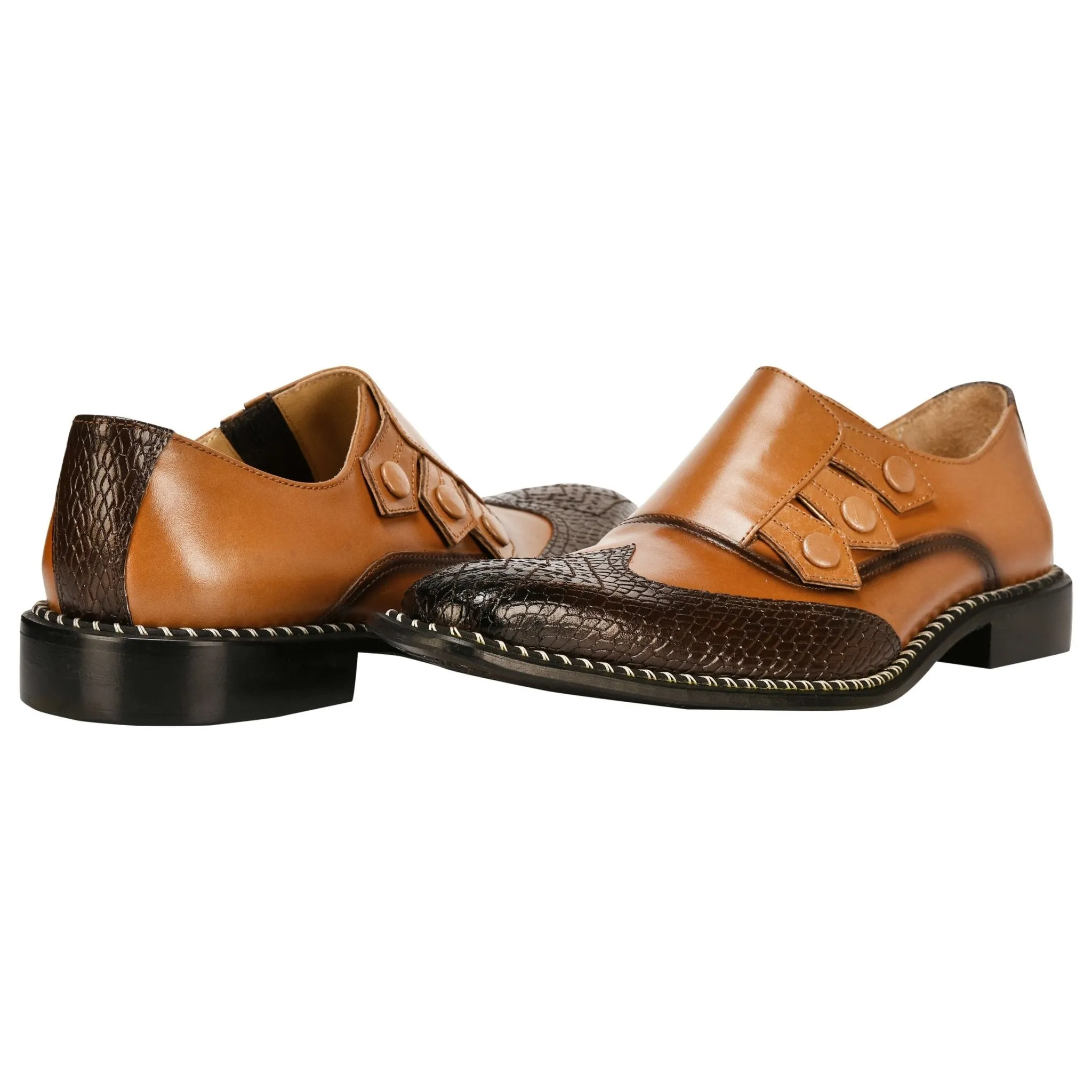 Neeson Leather Oxford Style Monk Straps