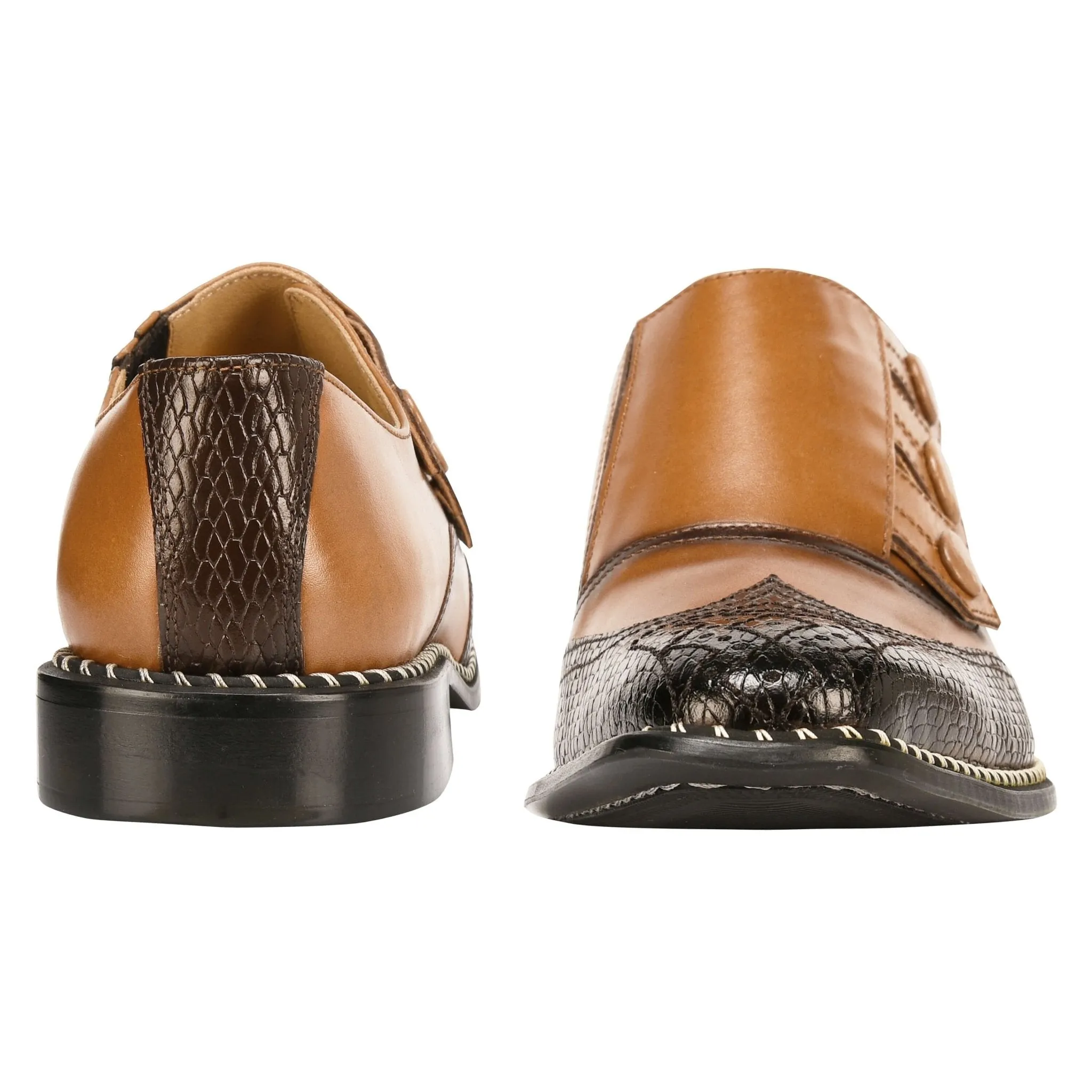 Neeson Leather Oxford Style Monk Straps