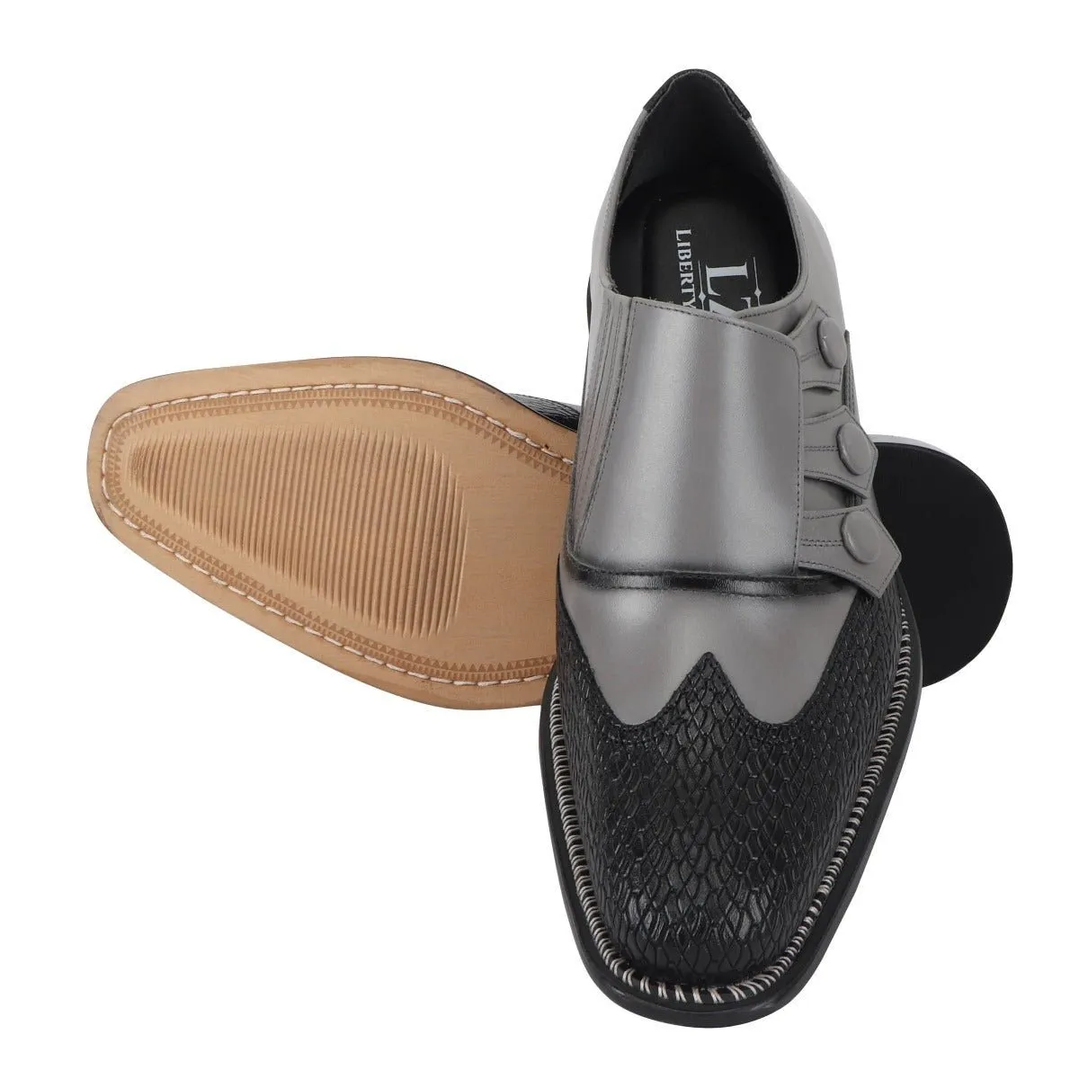 Neeson Leather Oxford Style Monk Straps