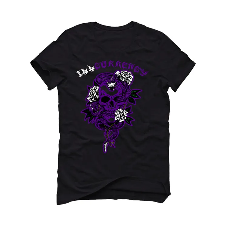 Nike SB Dunk Low “Court Purple” | illcurrency Black T-Shirt (Skeleton Rose)