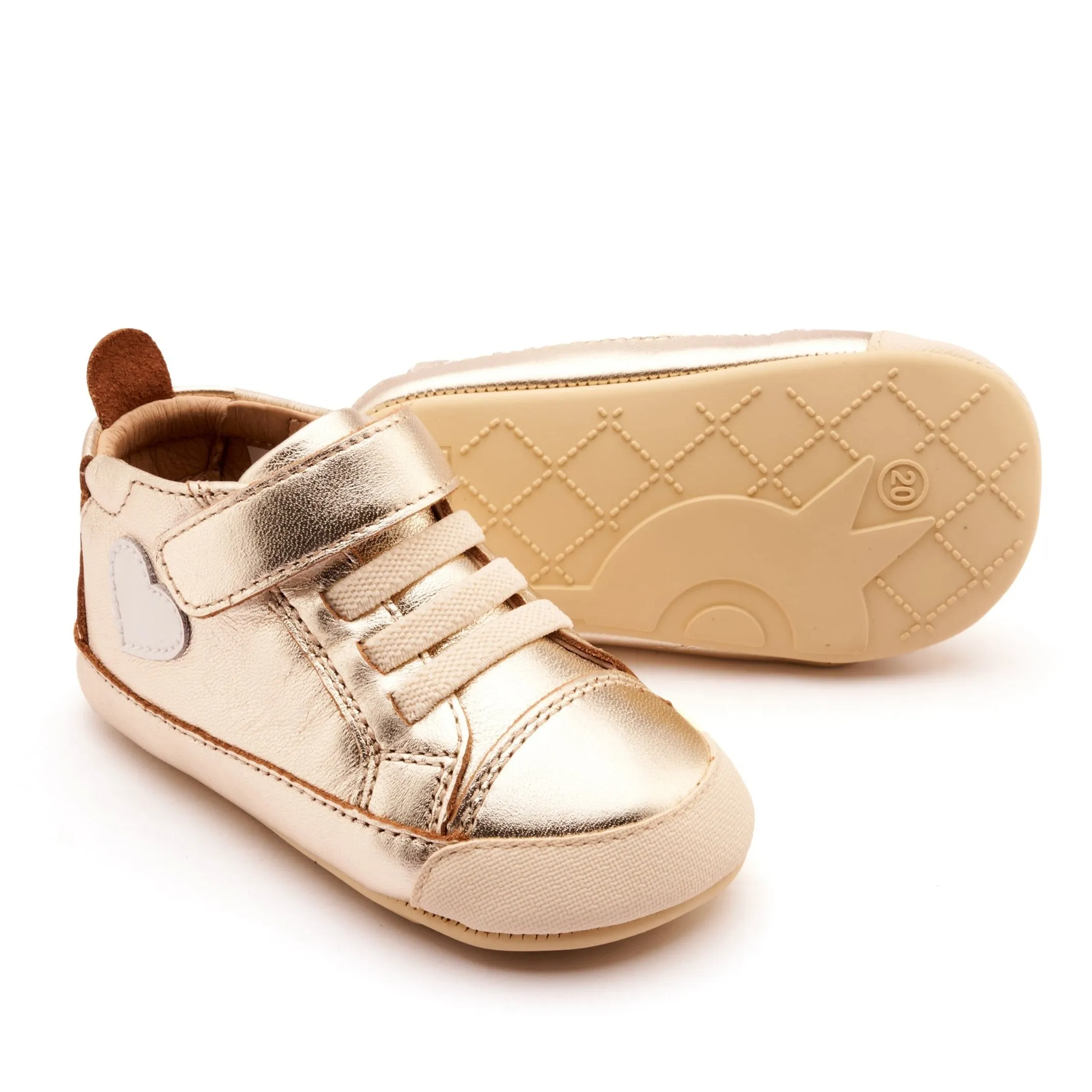 Old Soles Girl's Heartie Casual Shoes - Gold / Nacardo Blanco