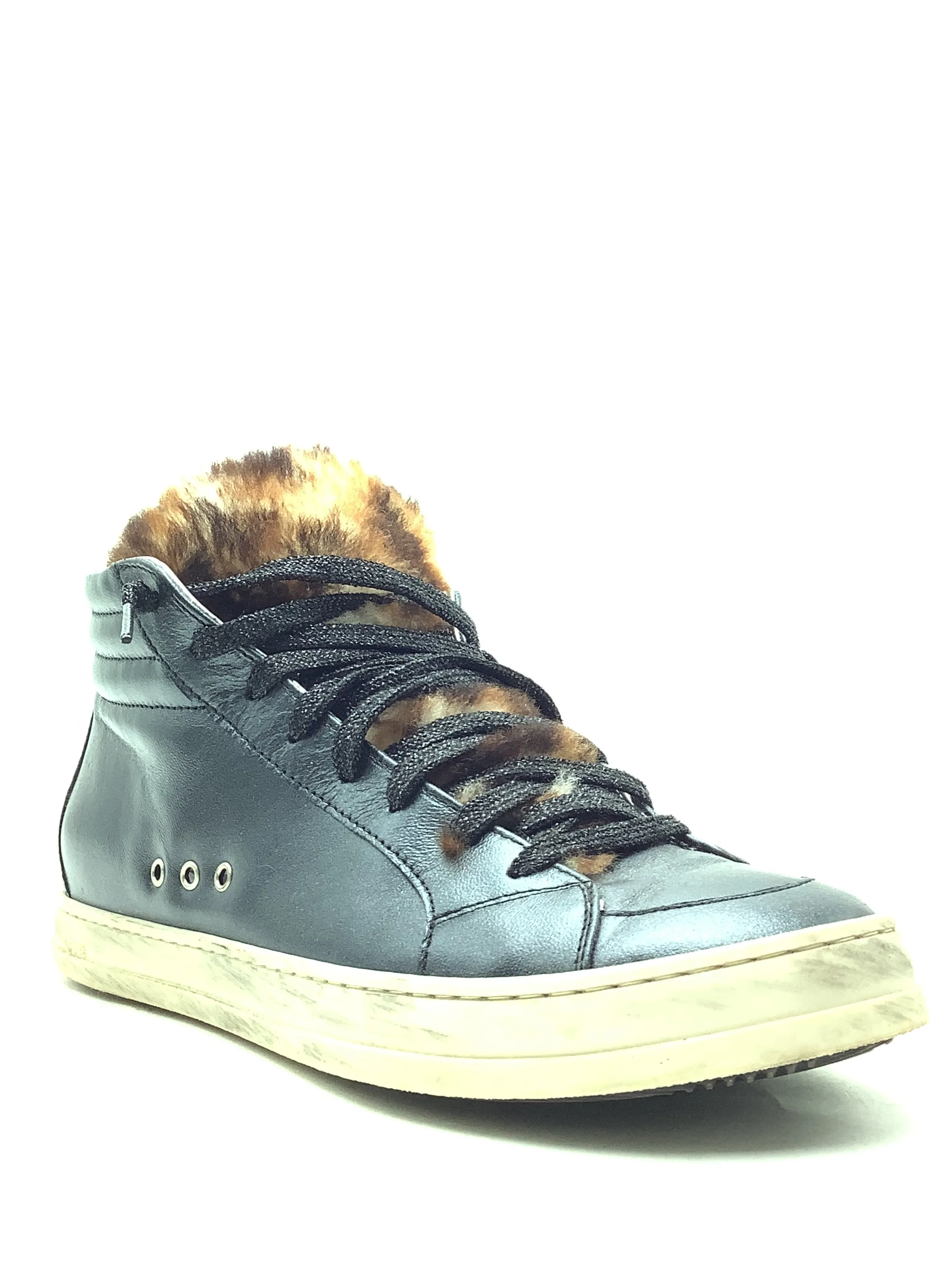 P448 Tennis Shoe High Top Shearling Leather Size: 10