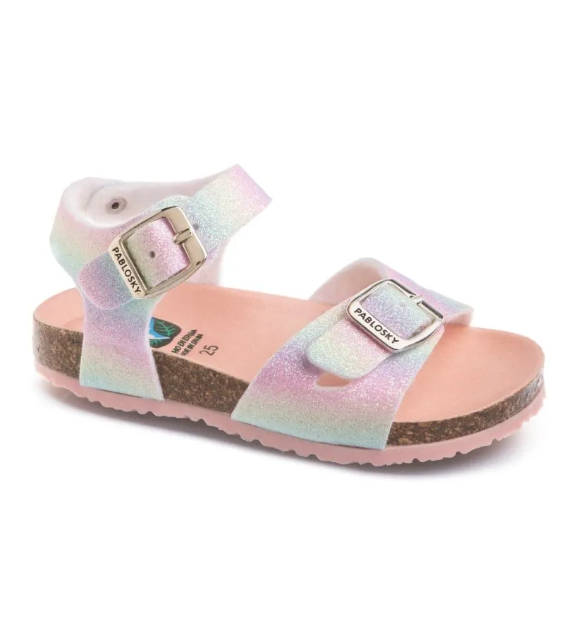 Pablosky Junior Girls Glitter Sandal With Footbed Support 423699